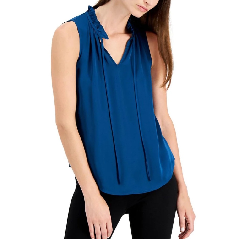 Naked Zebra Royal Blue Sleeveless Blouse NWT